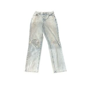 Pacific Sunwear Light Wash‎ Distressed Straight Leg  Women's Size 27 dad jeans